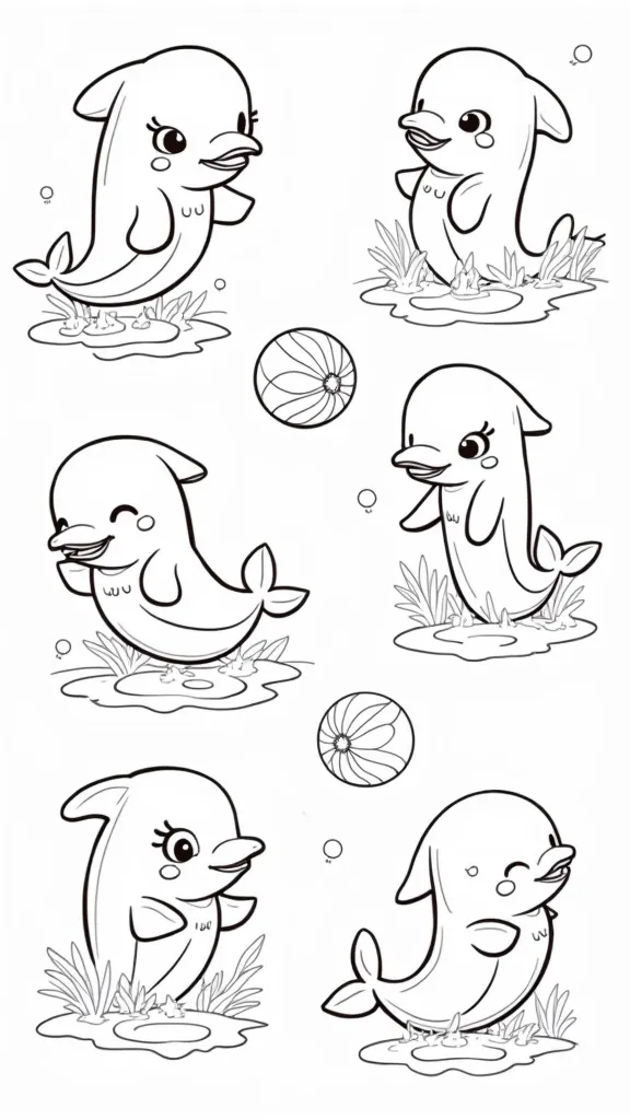 coloriages mignons dauphins